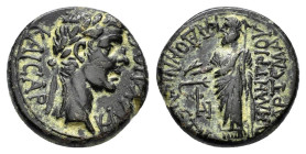 PHRYGIA. Cadi. Claudius (41-54). Ae. 

Obv : KΛΑΥΔΙΟC KΑΙCAP.
Laureate head right.

Rev : EΠΙ ΔΗΜΗΤΡΙΟΥ ΑΡΤΕΜΑ ΚΑΔΟHNΩΝ.
Zeus standing left with eagle...