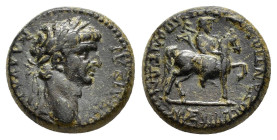 PHRYGIA. Hierapolis. Claudius (41-54). Ae.

Obv : KΛAYΔIOΣ KAIΣAP. Laureate head right.

Rev : M ΣYIΛΛIOΣ ANTIOXOΣ ΓPA IEPAΠOΛITΩN.
Apollo, holding bi...