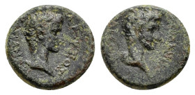 PHRYGIA. Midaeum. Augustus (27 BC-14 AD). Ae.

Obv : ΣΕΒΑΣΤΟΣ.
Bare head of Augustus right; lituus to right.

Rev : MIΔAEΩN.
Bare head (of Caius?) rig...