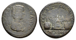 CAPPADOCIA. Caesarea. Julia Domna (Augusta, 193-217). Ae.

Obv : IOVΛIA ΔO MNA AVΓ.
Draped bust right.

Rev : KAICAPEΩN CMYPNAIΩN, OMONOIA.
In exergue...