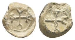 BYZANTINE LEAD SEAL.(Circa 7th-11th Century).Pb.

Condition : Good very fine.

Weight : 5.56 gr
Diameter : 16 mm