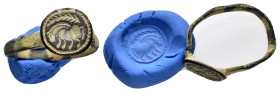 ANCIENT BYZANTINE BRONZE RING.(3rd–4th centuries).Ae.

Condition : Good very fine.

Weight : 4.70 gr
Diameter : 24 mm