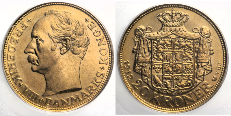 DANIMARCA Federico VIII (1906-1912) 20 Corone 1912 Copenhagen Kr 810 AU Oro Gold...
