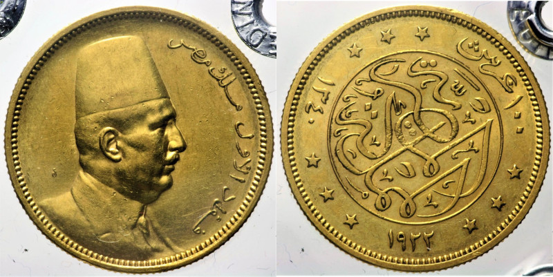 EGYPT Fuad I 100 piastre AH 1340/1922 Fr28 Au Oro Gold. Periziata Luca di Pallan...