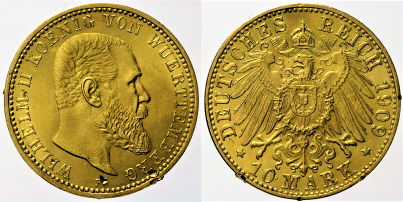 GERMANY Wilhelm II (1891-1918) 10 Mark 1909 Jaeger 295 Oro AU Gold gr 3,97 Prove...