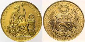 PERU' - Repubblica - 100 Soles 1951 Lima, Fr. 78 AU Oro gr. 46,78

qFDC