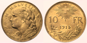 SWITZERLAND Confederation (1848 - ) 10 Francs 1915 B Berna KM 36 AU Oro Gold gr 3,22

FDC