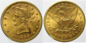 USA Repubblica Federale (1789 - ) 10 Dollars 1898 Philadelphia Fr. 158 AU Oro Gold gr. 16,74

qFDC