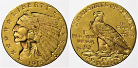 USA Repubblica Federale (1789 - ) 2,5 Dollari 1915 Philadelphia Fr 120 AU Oro gr. 4,18

BB/SPL