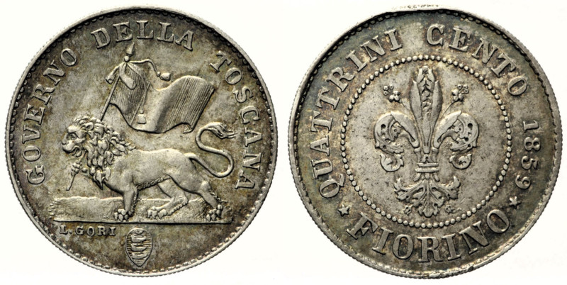 FIRENZE Governo Provvisorio di Toscana (1859-1860) Fiorino 1859 Gig. 2 AG gr. 6,...