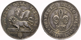 FIRENZE Governo Provvisorio di Toscana (1859-1860) Fiorino 1859 Gig. 2 AG gr. 6,79 Bella patina iridescente

SPL