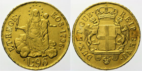 GENOVA - Dogi Biennali (1528-1797) - 96 Lire 1796 MIR 275/4 R AU Oro Gold - gr 24,52 proveniente da montatura

BB
