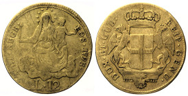 GENOVA - Dogi Biennali (1528-1797) - 12 Lire 1793 MIR 281 RRR Fr 447- AU Oro - gr 3,02

qBB