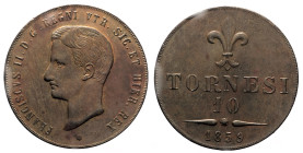NAPOLI Francesco II (1859-1860) 10 Tornesi 1859 Roma Gig. 4B R CU gr. 31,24

SPL+