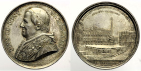 ROMA Stato Pontificio Pio IX (1846-1870) Medaglia Annuale AN XXII 1867 Bart E867 Rara AG gr. 35,26 Per la costruzione della scalinata di Piazza del Qu...