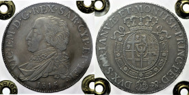 REGNO DI SARDEGNA - VITTORIO EMANUELE I (1802-1821) Mezzo Scudo 1815 Torino Gig. 4 RRRR AG Periziata Franco Grigoli qSPL/SPL. Moneta veramente rarissi...