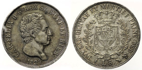 REGNO DI SARDEGNA CARLO FELICE (1821-1831) 5 Lire 1829 Torino Gig 50 AG - gr. 24,9

qSPL