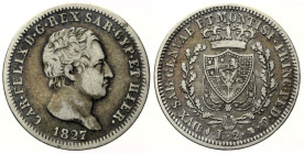 REGNO DI SARDEGNA CARLO FELICE (1821-1831) 2 Lire 1827 Torino Gig 62 R AG - gr. 9,8

MB/BB