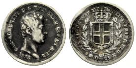 REGNO DI SARDEGNA CARLO ALBERTO (1831-1849) 25 Centesimi 1833 Torino Gig. 156 R AG - gr 1,20

MB/BB