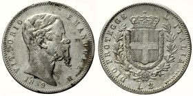 RE ELETTO VITTORIO EMANUELE II (1859-1861) 2 Lire 1859 Bologna Gig. 5 RRR AG gr. 9,93

BB