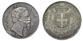 RE ELETTO VITTORIO EMANUELE II (1859-1861) Lira 1860 Firenze legenda oltre la barba Gig. 13 AG Conservazione eccezionale. In Slab NGC MS 64 TOP POP BE...