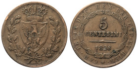 RE ELETTO VITTORIO EMANUELE II (1859-1861) 5 Centesimi 1826 Bologna Gig. 20 R CU gr. 9,85

qBB