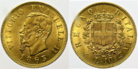 REGNO D’ITALIA VITTORIO EMANUELE II (1861-1878) - 10 lire 1863 Torino Gig 27 Au Oro Gold gr. 3,22

FDC