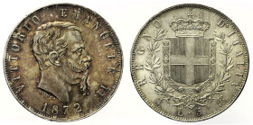 REGNO D’ITALIA VITTORIO EMANUELE II (1861-1878) - 5 lire 1872 Milano - Gig. 44 AG - gr. 24,98

qFDC