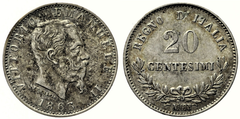 REGNO D’ITALIA VITTORIO EMANUELE II (1861-1878) - 20 Centesimi 1863 Milano Valor...