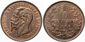 REGNO D’ITALIA VITTORIO EMANUELE II (1861-1878) - 10 Centesimi 1866 M Milano Gig. 91 CU - gr. 9,97

FDC