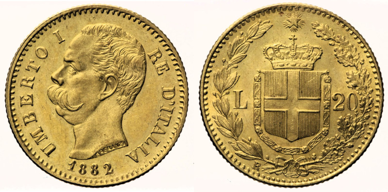 REGNO D’ITALIA UMBERTO I (1878-1900) 20 Lire 1882 R Roma Gig 12 AU Oro Gold gr. ...