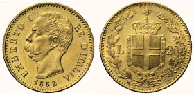 REGNO D’ITALIA UMBERTO I (1878-1900) 20 Lire 1882 R Roma Gig 12 AU Oro Gold gr. 6,45

FDC