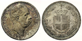 REGNO D’ITALIA UMBERTO I (1878-1900) 2 Lire 1881 R Roma Gig 25 AG gr. 9,97 Bellissima patina iridescente su fondi lucenti

qFDC