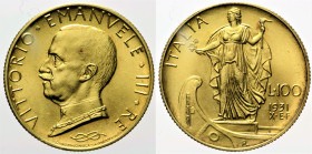 REGNO D’ITALIA VITTORIO EMANUELE III (1900-1943) Lotto di due pezzi. 100+50 lire 1931 An X Gig. 10 e 21 AU Oro Gold gr. 8,80 e 4,39 entrambe FDC

FD...