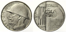 REGNO D’ITALIA VITTORIO EMANUELE III (1900-1943) 20 Lire 1928 Elmetto Roma Gig 44 AG gr. 19,99 

SPL+