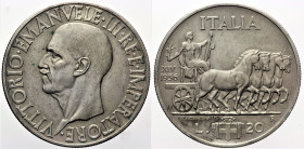 REGNO D’ITALIA VITTORIO EMANUELE III (1900-1943) 20 Lire 1936 Roma Gig 45 AG gr. 19,97 

SPL