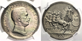 REGNO D’ITALIA VITTORIO EMANUELE III (1900-1943) 5 Lire 1914 Roma Gig 72 R AG In Slab NGC MS 62 

MS 62