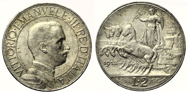 REGNO D’ITALIA VITTORIO EMANUELE III (1900-1943) 2 Lire 1912 Roma Quadriga Gig 9...