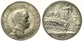 REGNO D’ITALIA VITTORIO EMANUELE III (1900-1943) 2 Lire 1912 Roma Quadriga Gig 99 AG gr. 10,06 

SPL
