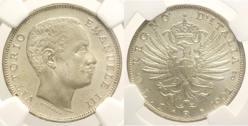 REGNO D’ITALIA VITTORIO EMANUELE III (1900-1943) Lira 1901 Roma Gig 127 NC AG In...