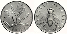 REPUBBLICA ITALIANA Monetazione in Lire (1946-2001) 2 Lire 1958 Ulivo Gig 334 RR IT gr 0,80

qFDC