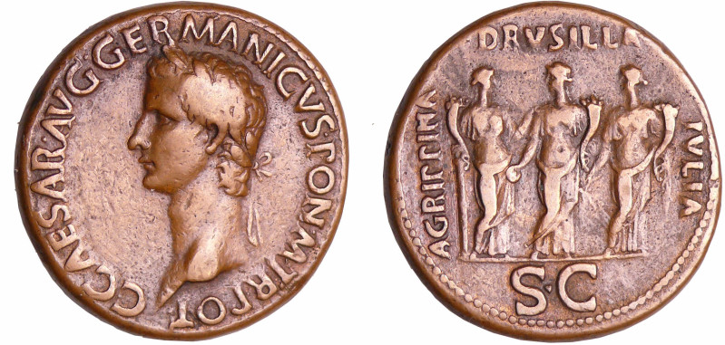 Caligula - Sesterce (37-38, Rome)
A/ C CAESAR AVG GERMANICVS PON M TR POT. Tête...