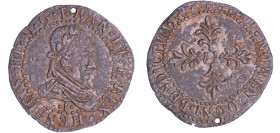 France - Henri III (1574-1589) - Demi-franc au col plat - 1587 I (Limoges) Faux en étain