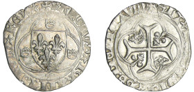 France - Charles VII (1422-1461) - Blanc à la couronne - 4ème émission (26 juin 1456) - Saint-Pourcain