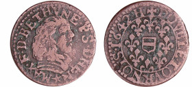 France - Berri - Maximilien III - Double tournois 1642 H