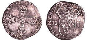 France - Louis XIII (1610-1643) - ¼ d'écu à la croix fleuronnée, avers côté croix - 1617 T (Nantes)