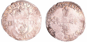 France - Louis XIII (1610-1643) - ¼ d'écu à la croix fleurdelisée, avers côté d'écu de France - 1643 AR (Arras)