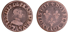 France - Louis XIII (1610-1643) - Double tournois au buste enfantin et col plat - 1613 A (Paris)