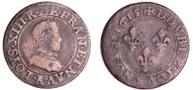 France - Louis XIII (1610-1643) - Double tournois au buste enfantin et col plat - 1615 A (Paris)