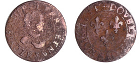 France - Louis XIII (1610-1643) - Double tournois au buste enfantin et col plat - 1621 K (Bordeaux)